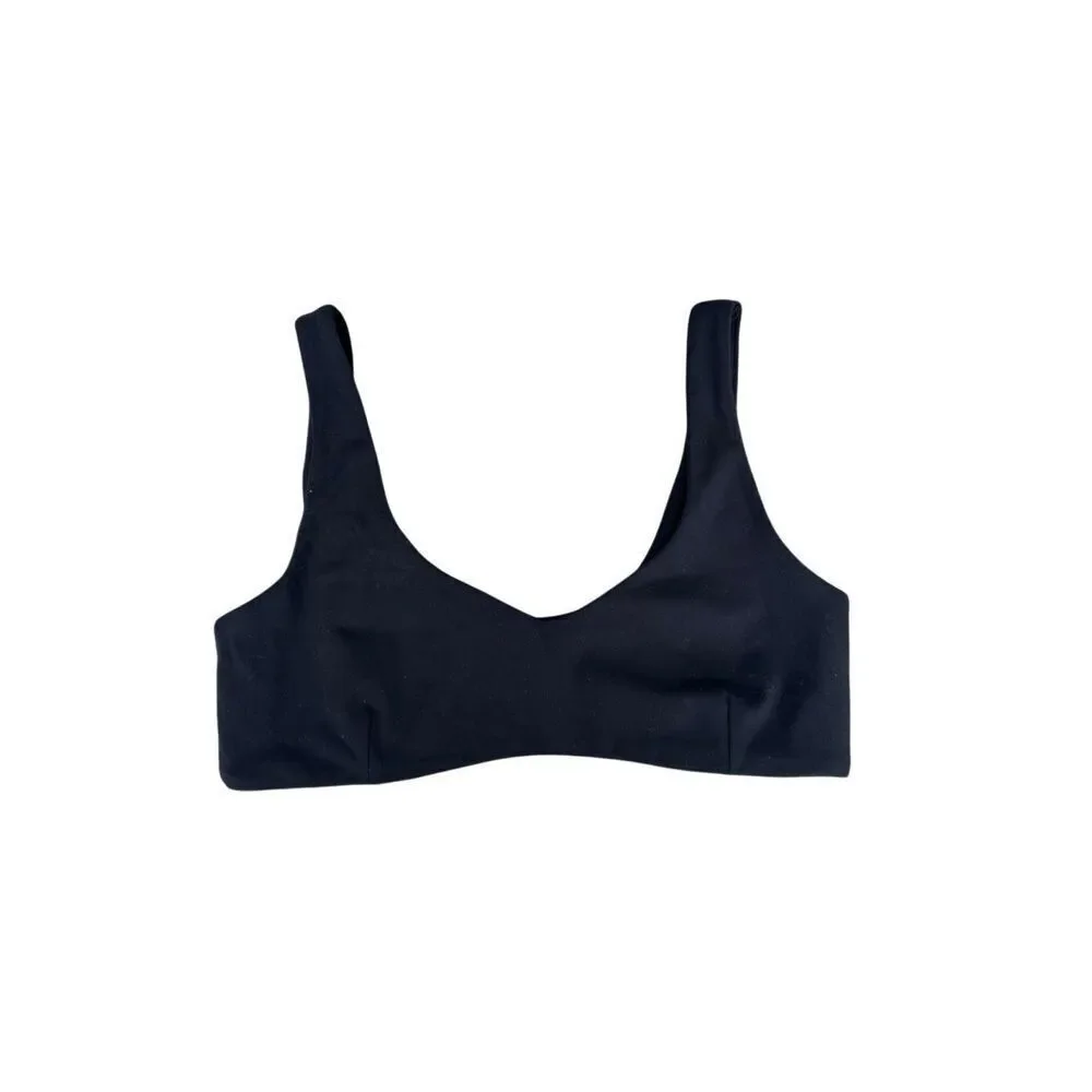 Alphalete Olivia Sculpt Bra Black Minimal Square Neck Bra Gym Workout Lifting S